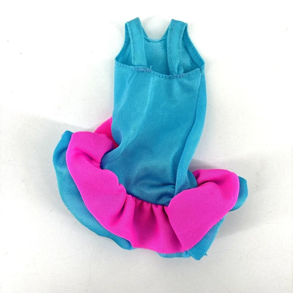 Vintage Barbie Aqua Blue and‎ Pink Figure Skating Outfit Dress w Bow
